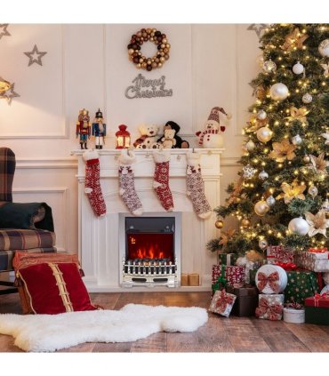 LED Flame Electric Fire Place-Silver | aosom.co.uk