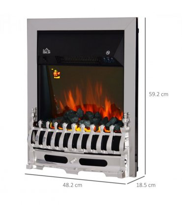 LED Flame Electric Fire Place-Silver | aosom.co.uk
