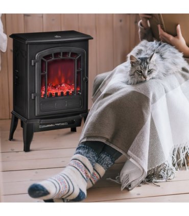 Free standing Electric Fireplace Stove Flame Effect Overheat Safety Protectio