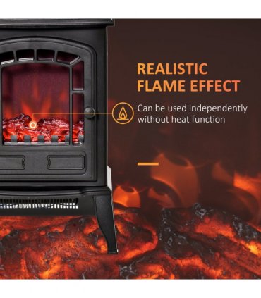 Free standing Electric Fireplace Stove Flame Effect Overheat Safety Protectio