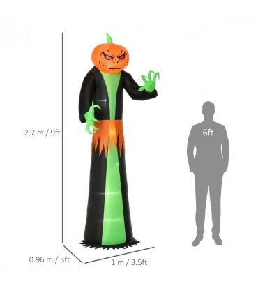 9FT Inflatable Halloween Pumpkin Ghost with Build-in LED Inflatable