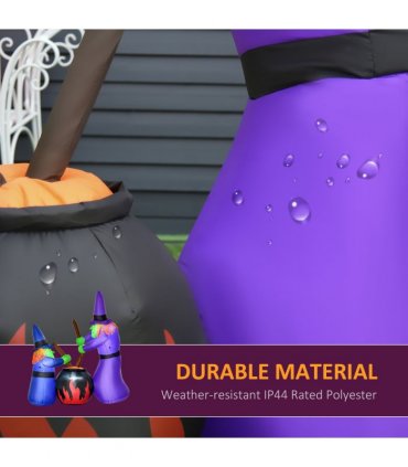 1.8m Inflatable Halloween Lawn Deco with LED Witches Around A Black Cauldron