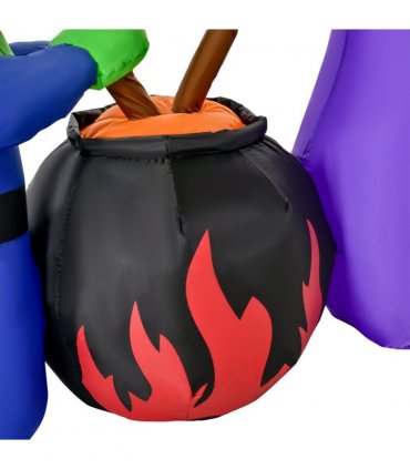 1.8m Inflatable Halloween Lawn Deco with LED Witches Around A Black Cauldron
