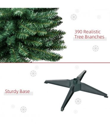 1.8m 6ft Artificial Pine Pencil Slim Tall Christmas Tree with 390 Branch Tips