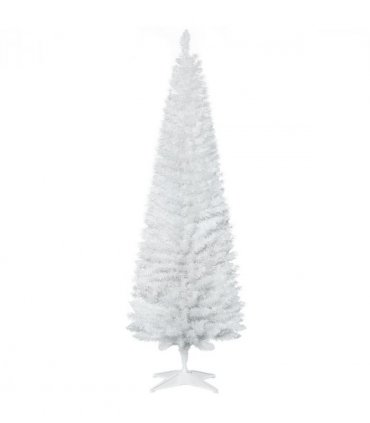 1.8m 6ft Artificial Pine Pencil Slim Christmas Tree with 390 Branch Tips White