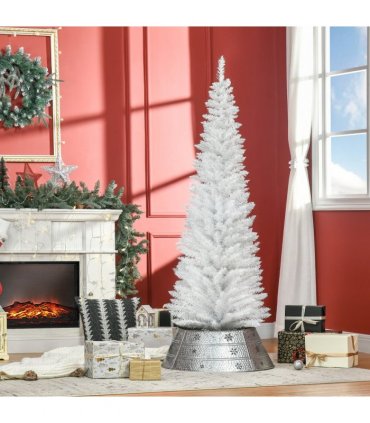 1.8m 6ft Artificial Pine Pencil Slim Christmas Tree with 390 Branch Tips White