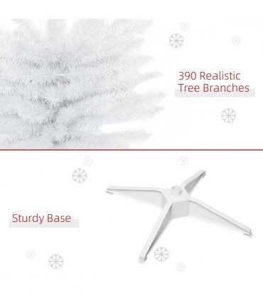 1.8m 6ft Artificial Pine Pencil Slim Christmas Tree with 390 Branch Tips White