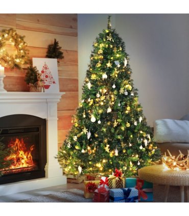 1.8m 6ft Pre-Lit Artificial Christmas Tree 200 LED  Tree Decorative Balls Stand