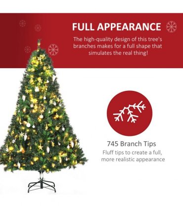 1.8m 6ft Pre-Lit Artificial Christmas Tree 200 LED  Tree Decorative Balls Stand