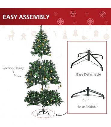 1.8m 6ft Pre-Lit Artificial Christmas Tree 200 LED  Tree Decorative Balls Stand