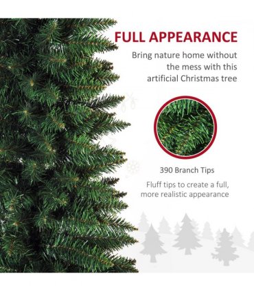 2.1m 7ft Artificial Pine Pencil Slim Christmas Tree 499 Branch Tips with Stand