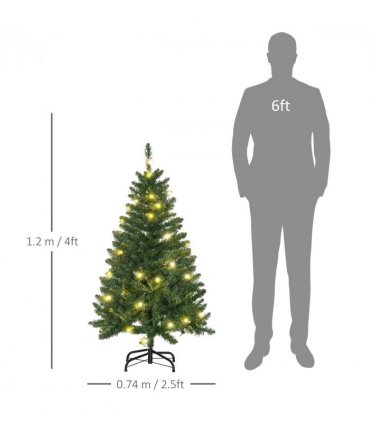 4 Feet Christmas Tree Warm White LED Light Holiday Home Decoration, Green