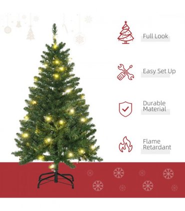 4 Feet Christmas Tree Warm White LED Light Holiday Home Decoration, Green