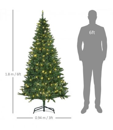 6 Feet Christmas Tree Warm White LED Light Holiday Home Decoration, Green