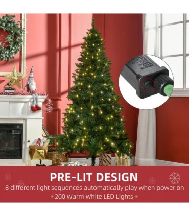 6 Feet Christmas Tree Warm White LED Light Holiday Home Decoration, Green