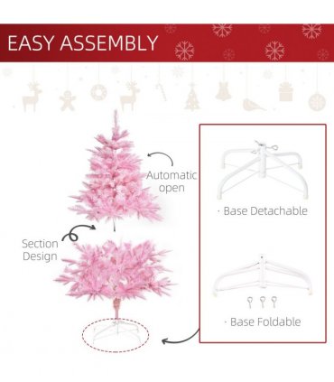4FT Artificial Christmas Tree Holiday Xmas Automatic Open for Home Party Pink