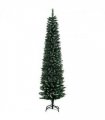 6.5FT Artificial Snow Dipped Christmas Tree Pencil Foldable Black Stand Green