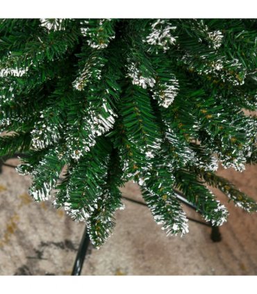 6.5FT Artificial Snow Dipped Christmas Tree Pencil Foldable Black Stand Green