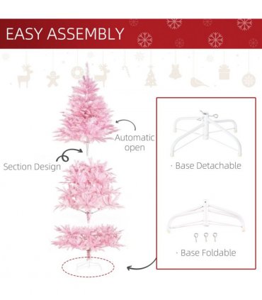 6FT Artificial Christmas Tree Holiday Xmas Automatic Open for Home Party Pink