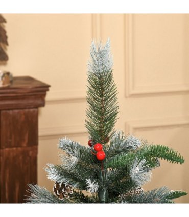 4FT Artificial SnowDipped Christmas Tree Foldable Berries White Pinecones Green