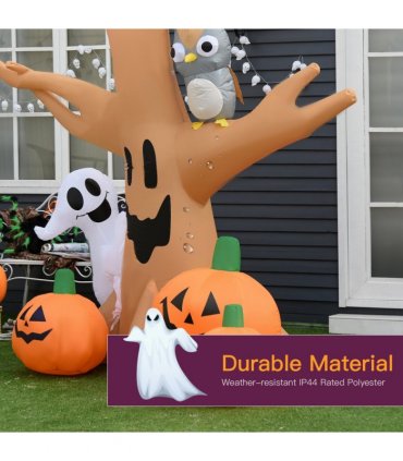 240cm Large Halloween Scary Lighting Inflatable Tree Ghost 3 Pumpkins Owl 4 LED