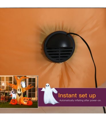 240cm Large Halloween Scary Lighting Inflatable Tree Ghost 3 Pumpkins Owl 4 LED