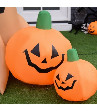 240cm Large Halloween Scary Lighting Inflatable Tree Ghost 3 Pumpkins Owl 4 LED