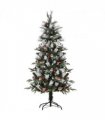 5FT Artificial SnowDipped Christmas Tree Foldable Berries White Pinecones Green
