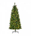 5FT Prelit Artificial Pencil Christmas Tree Warm White LED Red Berry Green