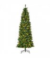 7FT Prelit Artificial Pencil Christmas Tree Warm White LED Red Berry Green