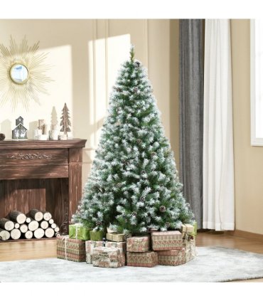 6FT Artificial Christmas Tree Pine Cones Xmas Home Deco Automatic Open Green