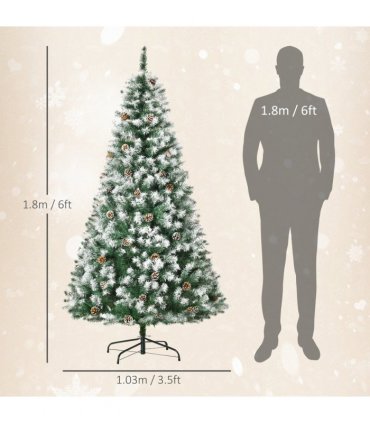 6FT Artificial Christmas Tree Pine Cones Xmas Home Deco Automatic Open Green