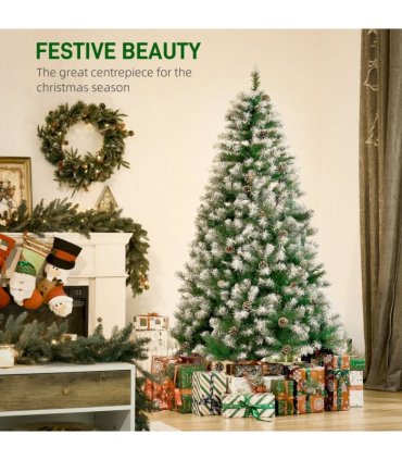 6FT Artificial Christmas Tree Pine Cones Xmas Home Deco Automatic Open Green