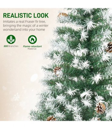 6FT Artificial Christmas Tree Pine Cones Xmas Home Deco Automatic Open Green