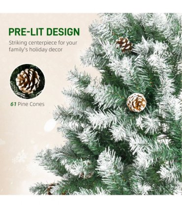6FT Artificial Christmas Tree Pine Cones Xmas Home Deco Automatic Open Green