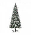 6FT Artificial Christmas Tree Pencil Tree Berries Pinecones Foldable Feet Green