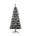 5FT Artificial Christmas Tree Pencil Tree Berries Pinecones Foldable Feet Green