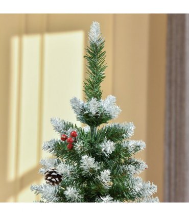 5FT Artificial Christmas Tree Pencil Tree Berries Pinecones Foldable Feet Green