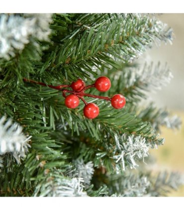 5FT Artificial Christmas Tree Pencil Tree Berries Pinecones Foldable Feet Green