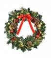 60cm Pre-Lit Artificial Christmas Door Wreath Holly LED Decor Pine Cones Hangin