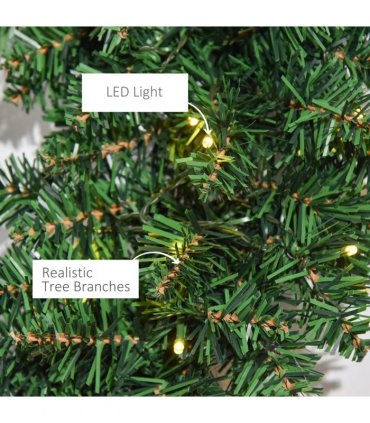 55CM Pre-lit Christmas Wreath 50 Warm White LED Ideal Xmas Artificial Door Deco