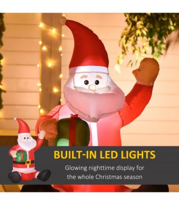 4ft Inflatable Christmas Santa Claus Gift with LED Xmas  Holiday Outdoor