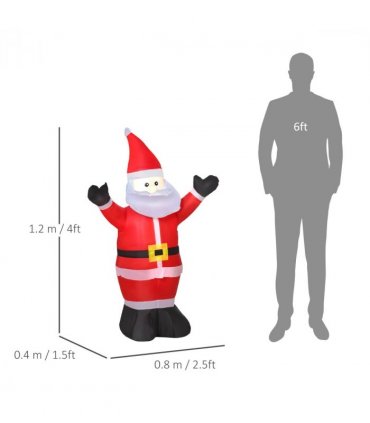 4ft Inflatable Christmas Santa Claus Xmas Deco 1 LED Air Blown Yard Outdoor