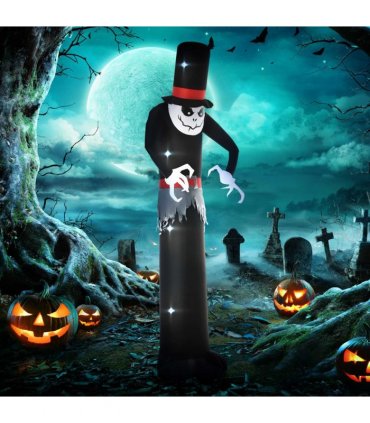 10ft Inflatable Halloween Skinny Ghost Tall Hat Blow-Up Outdoor LED Display