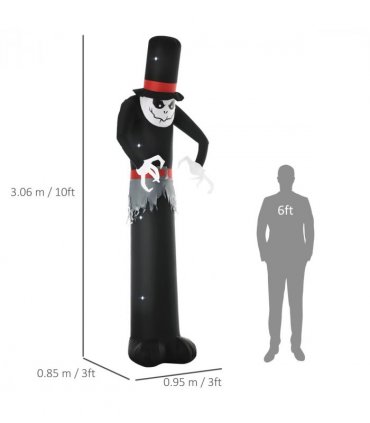 10ft Inflatable Halloween Skinny Ghost Tall Hat Blow-Up Outdoor LED Display