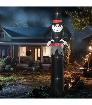 10ft Inflatable Halloween Skinny Ghost Tall Hat Blow-Up Outdoor LED Display