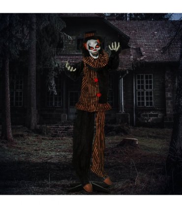 67 Inch Life Size Outdoor Halloween Talking Circus Clown Light Up Eyes Laughter