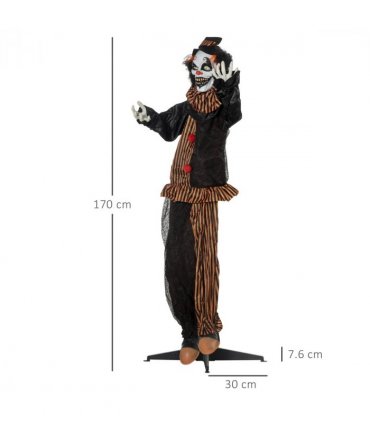 67 Inch Life Size Outdoor Halloween Talking Circus Clown Light Up Eyes Laughter