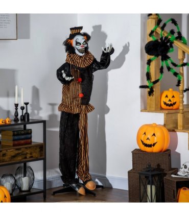 67 Inch Life Size Outdoor Halloween Talking Circus Clown Light Up Eyes Laughter