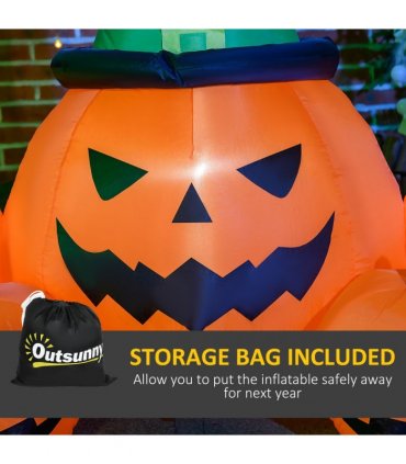 6ft Inflatable Halloween Large Pumpkin Hat with Four Small Pumpkins Blow-Up LED
